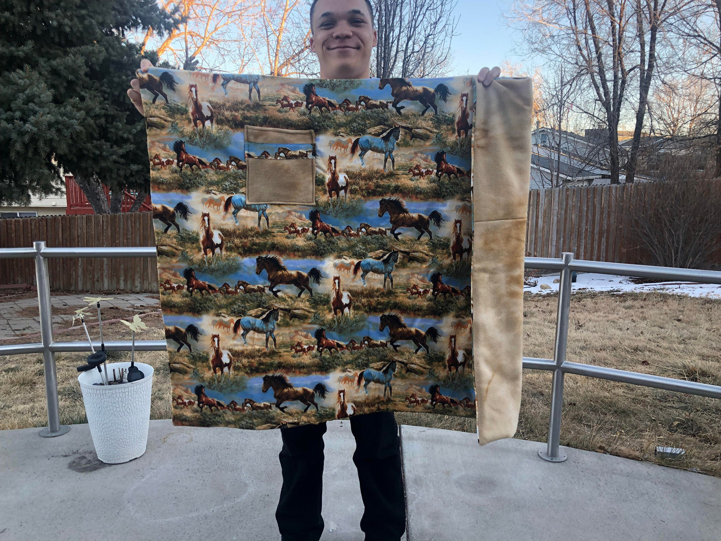 Beautiful Running Horses Lap Quilt/Blanket